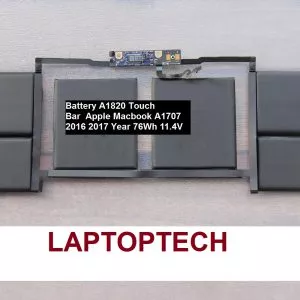 סוללה למחשב נייד אפל מקבוק פרו רטינה טאץ בר - Battery A1820  Apple Macbook A1707 2016 2017 Year 76Wh 11.4V